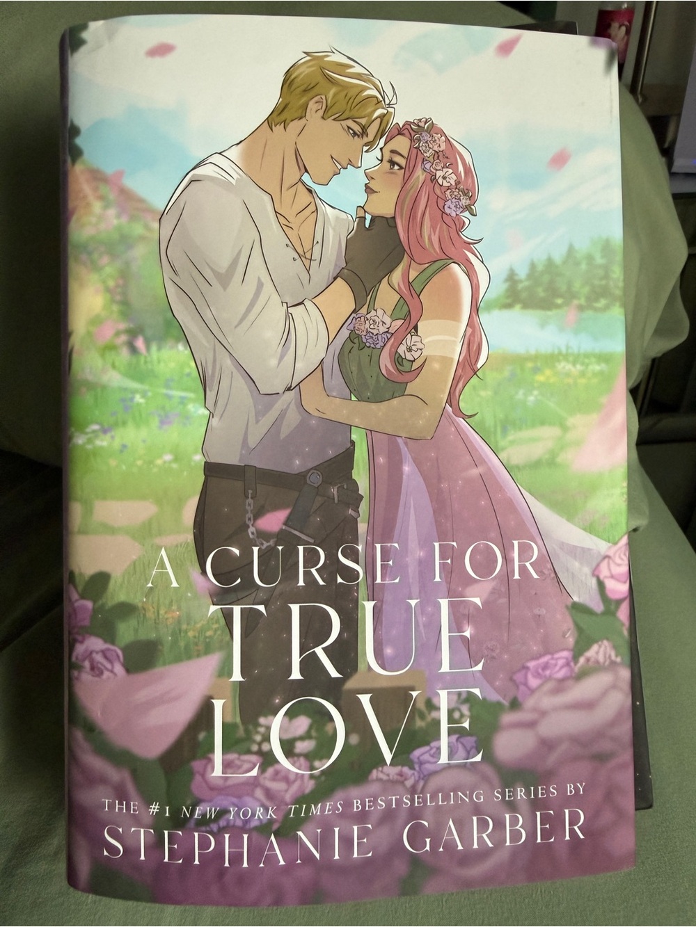 A Curse for True Love DUSTCOVER  - Pink & Green Illustrated Cover